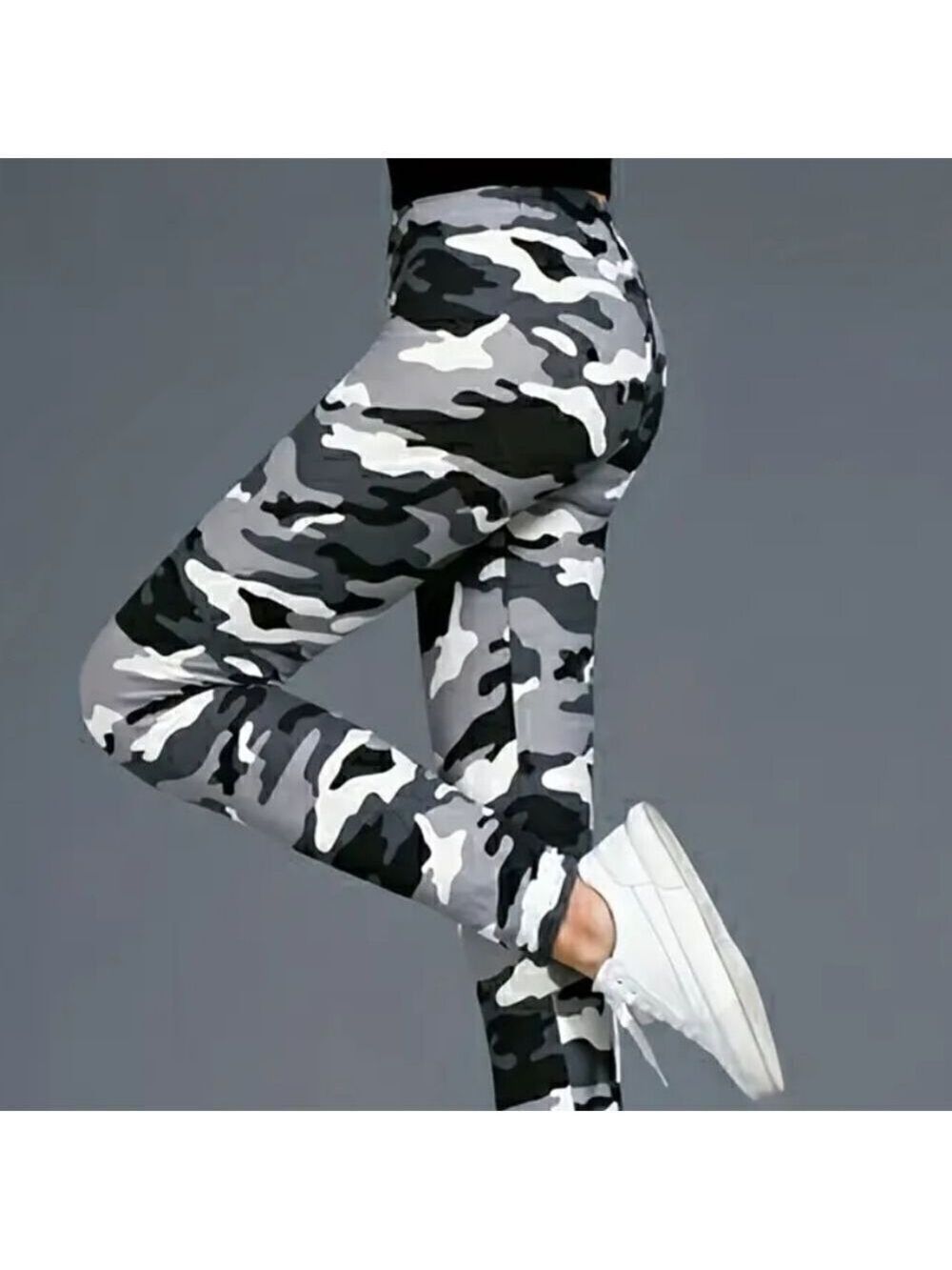 Camo High Waist Leggings Workout Pants Large